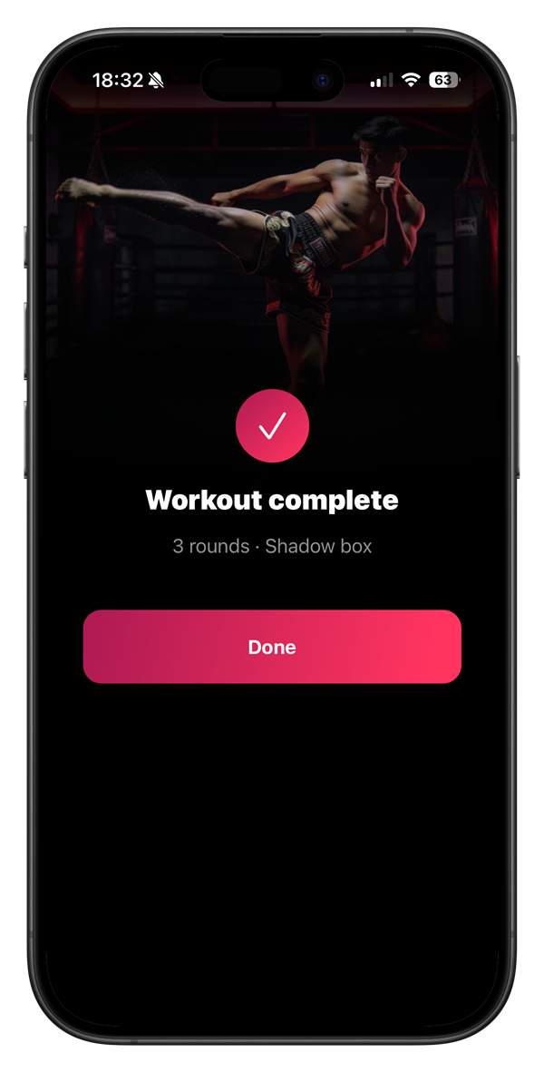 Workout complete screen