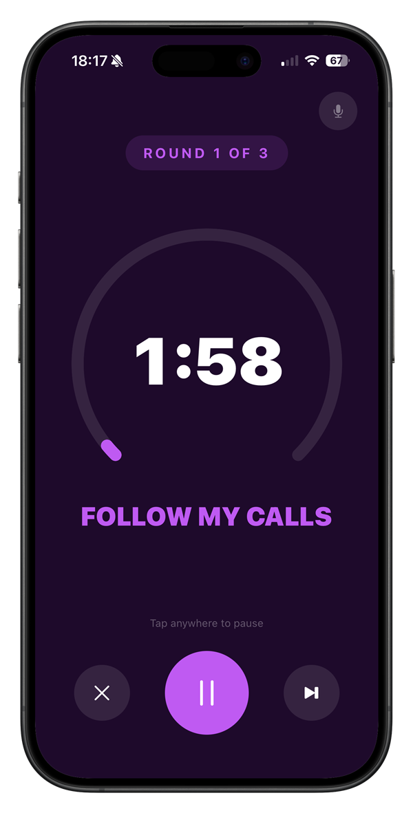 Follow-my-calls round in purple