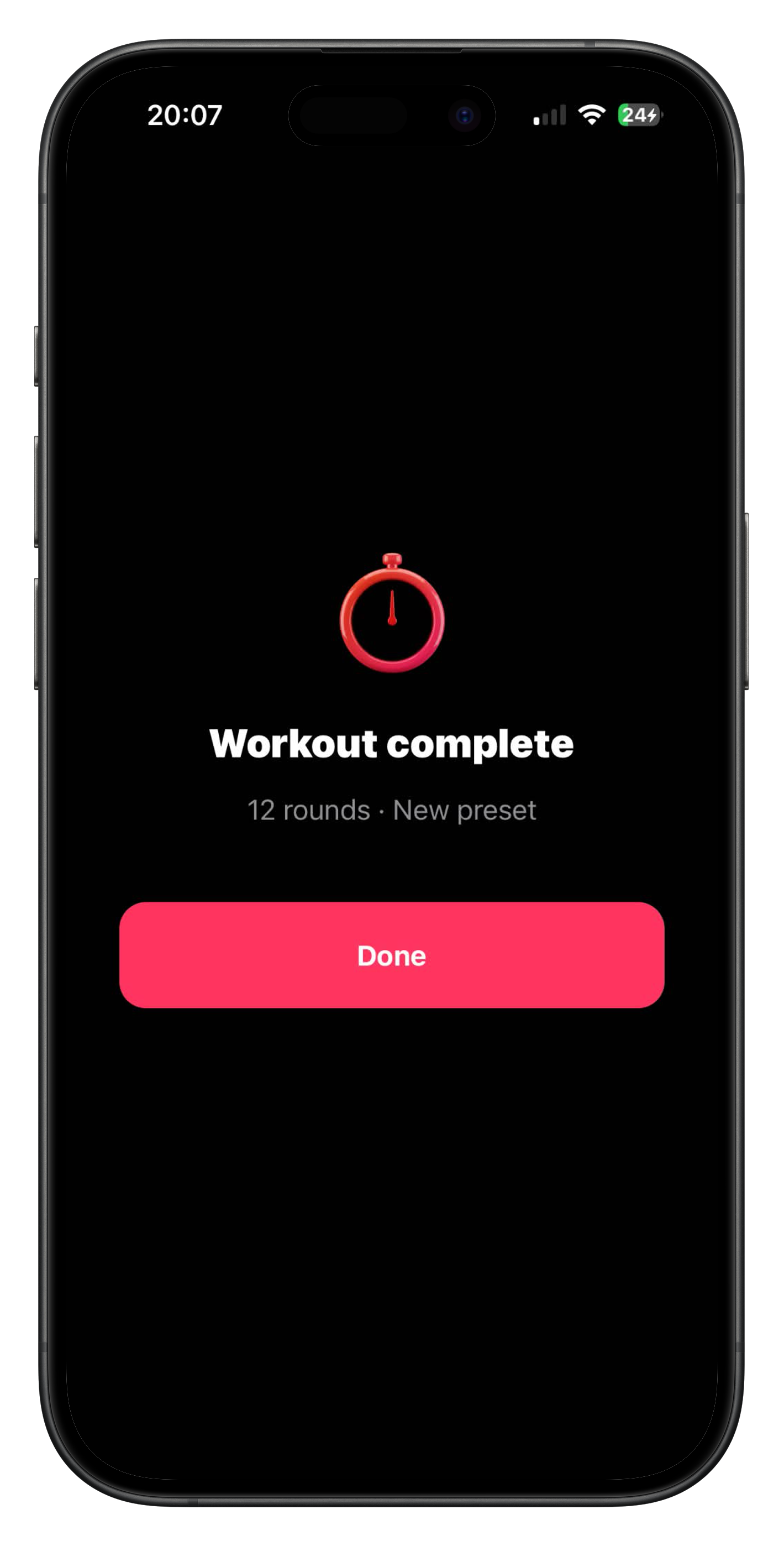 Workout complete screen