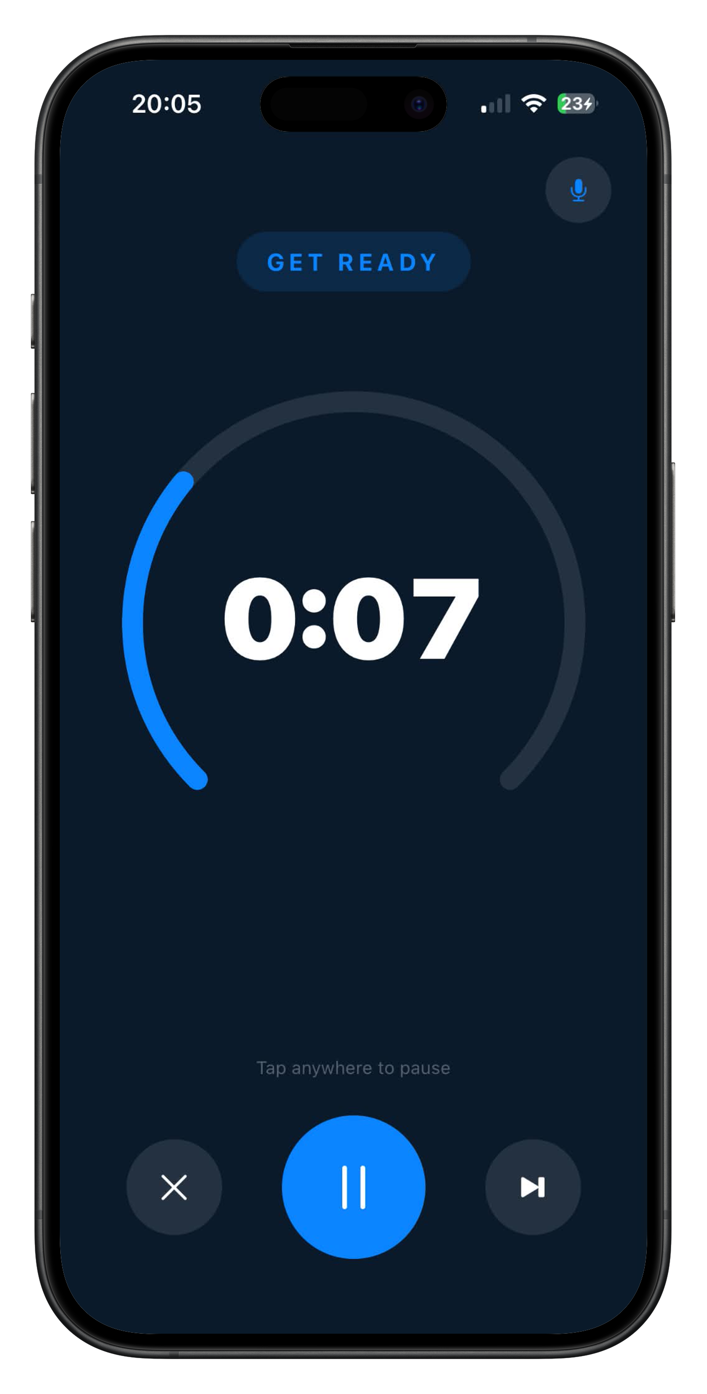 Warm-up countdown in blue
